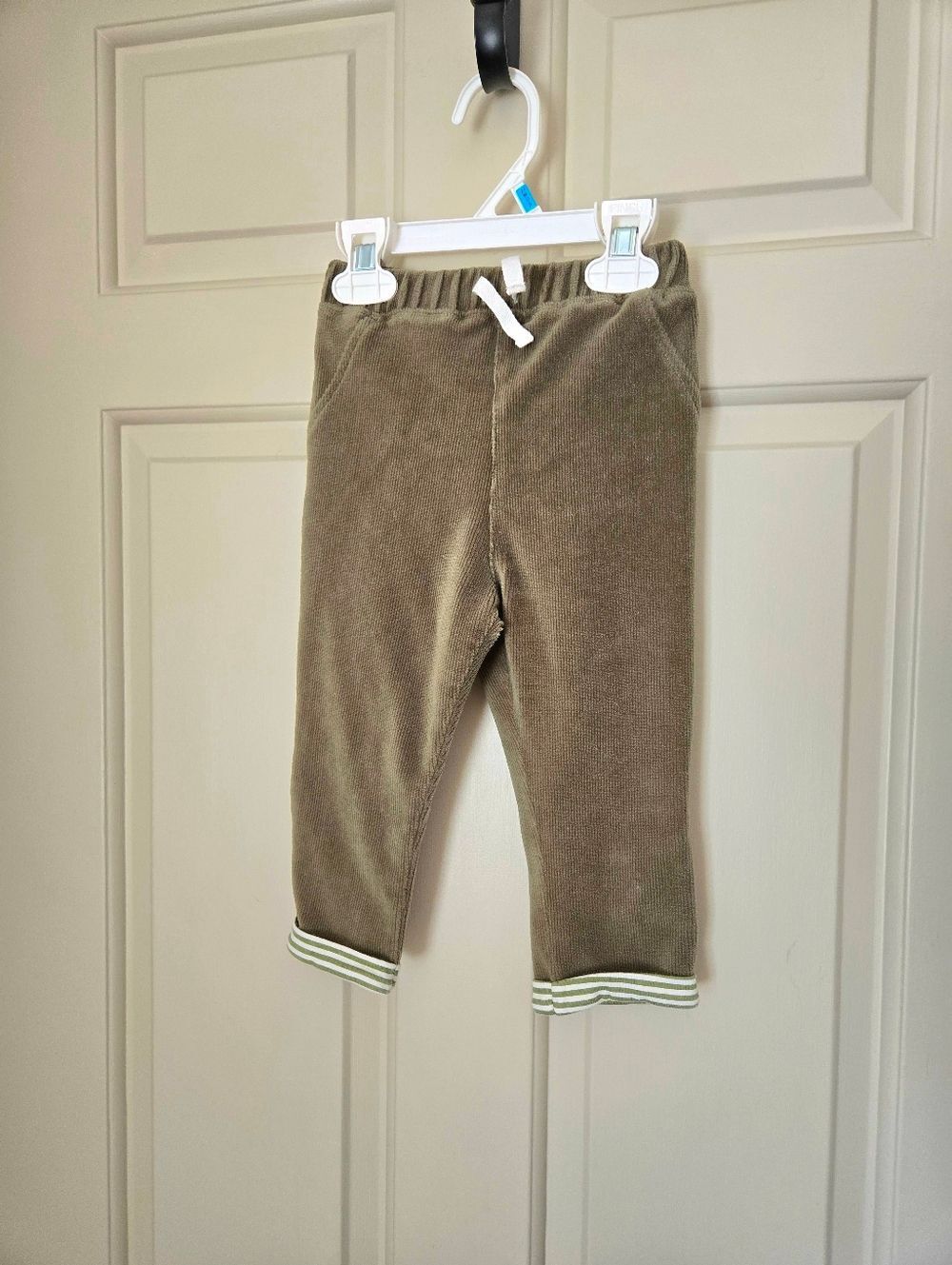 Petit Lem Mini Thread Olive Green Corduroy Pull-On Pants